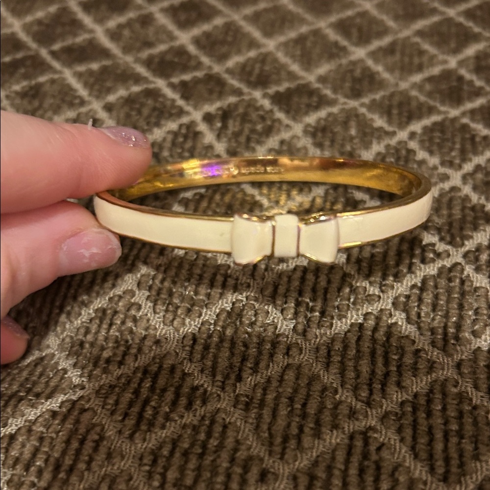 Elegant Cream and Gold Kate Spade Bow Bangle Bracelet